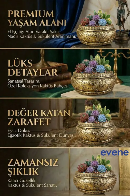 Saksı Büyük Saksı Çiçek Saksısı Büyük Boy Saksı Salon Saksısı Model 5 Altın Eskitme Saksı - Altın Eskitme - 2