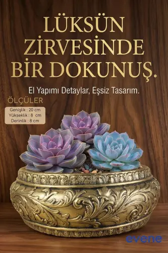 Saksı Büyük Saksı Çiçek Saksısı Büyük Boy Saksı Salon Saksısı Model 5 Altın Eskitme Saksı - Altın Eskitme - 3