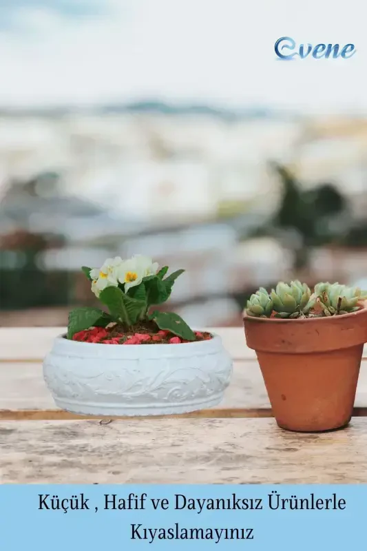 Saksı Katta Saksı Gul Saksısı Katta Oʻlcham Saksı Salon Saksısı Model 5 Oq Saksı-Oq - 3