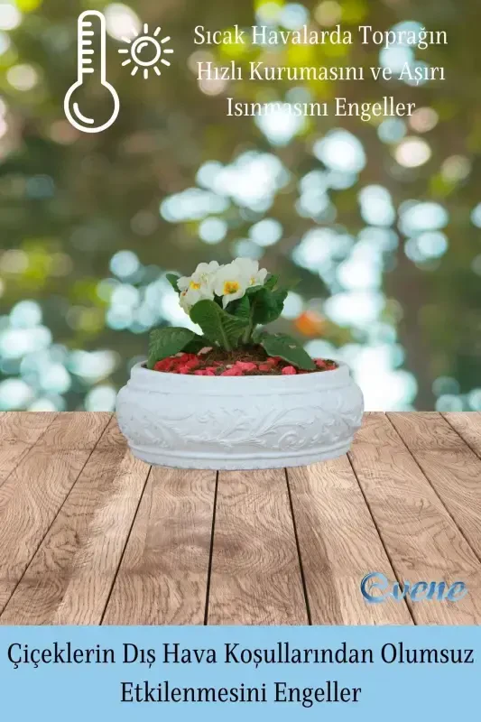 Saksı Katta Saksı Gul Saksısı Katta Oʻlcham Saksı Salon Saksısı Model 5 Oq Saksı-Oq - 4