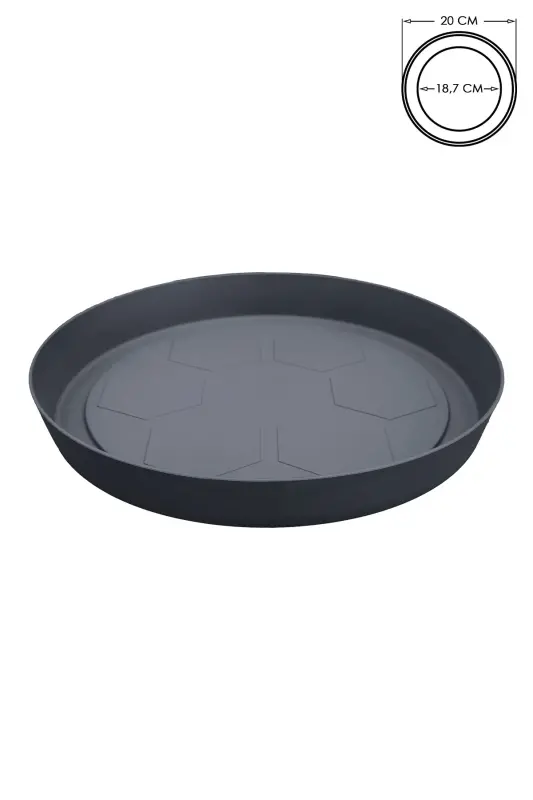 Saksı Tabağı 20cm Yalı Vaha No5 Tabak Antrasit Serinova Saksısı Altlığı 5 Numara Plastik Altlık - 20cm Gri - 1