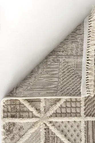 Sakura 2201 Cream Hav Dust-Proof Ethnic Patterned Modern Woven Curly Living Room Rug - 8