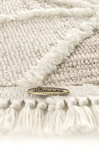 Sakura 2201 Cream Hav Toz Vermez Etnik Desenli Modern Dokuma Yuvarlak Salon Halısı-Krem 2 - 7