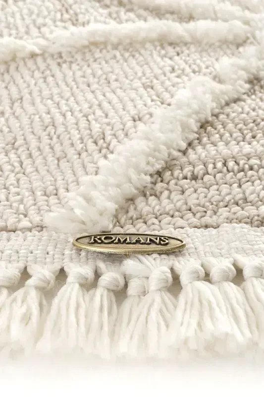 Sakura 2201 Cream Hav Toz Vermez Etnik Desenli Modern Dokuma Yuvarlak Salon Halısı-Krem 2 - 7