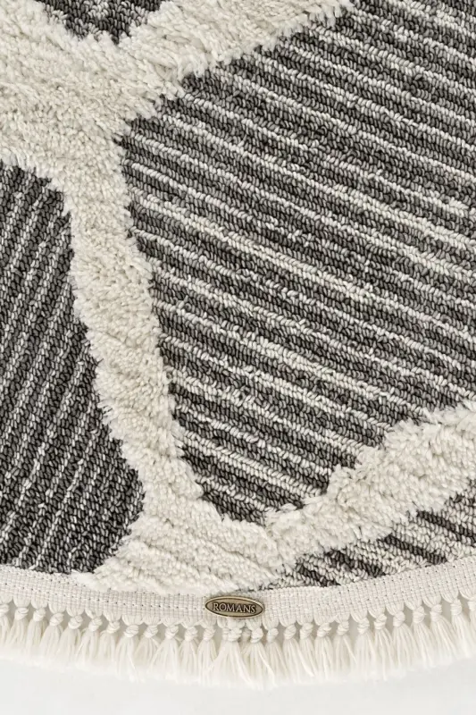Sakura 2202 Gray Non-Shedding Ethnic Patterned Modern Woven Round Living Room Rug-Gray 10 - 4