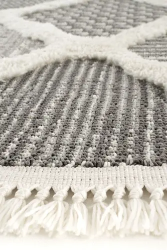 Sakura 2202 Gray Non-Shedding Ethnic Patterned Modern Woven Round Living Room Rug-Gray 10 - 7