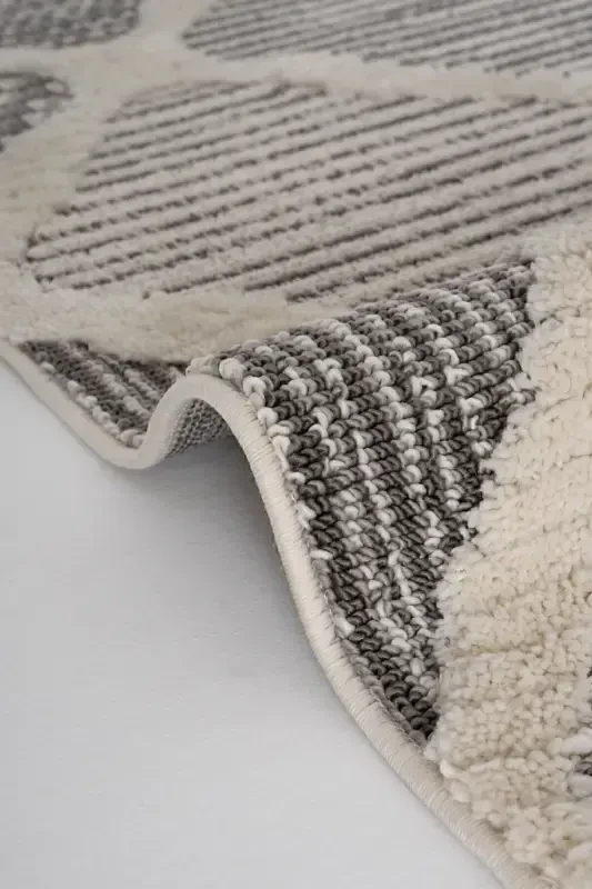 Sakura 2202 Grey Hav Non-Shedding Ethnic Patterned Modern Woven Boucle Living Room Rug-Grey 1 - 5