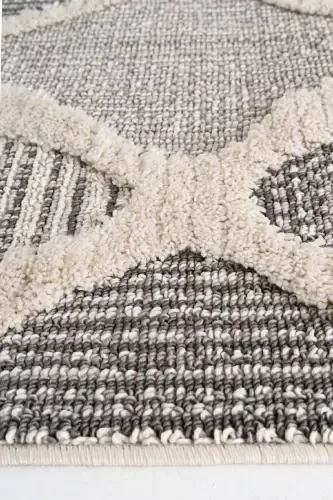 Sakura 2202 Grey Hav Non-Shedding Ethnic Patterned Modern Woven Boucle Living Room Rug-Grey 1 - 6