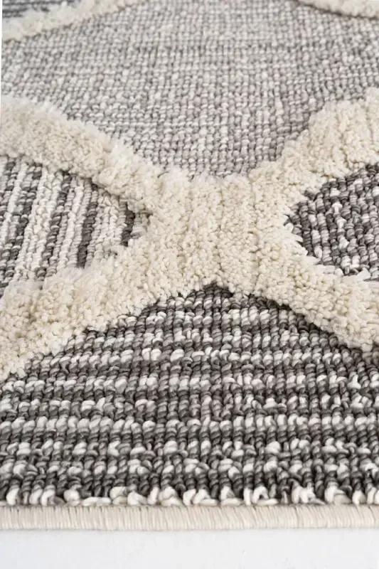 Sakura 2202 Grey Hav Non-Shedding Ethnic Patterned Modern Woven Boucle Living Room Rug-Grey 1 - 6