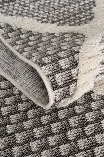 Sakura 2202 Grey Hav Non-Shedding Ethnic Patterned Modern Woven Boucle Living Room Rug-Grey 1 - 7