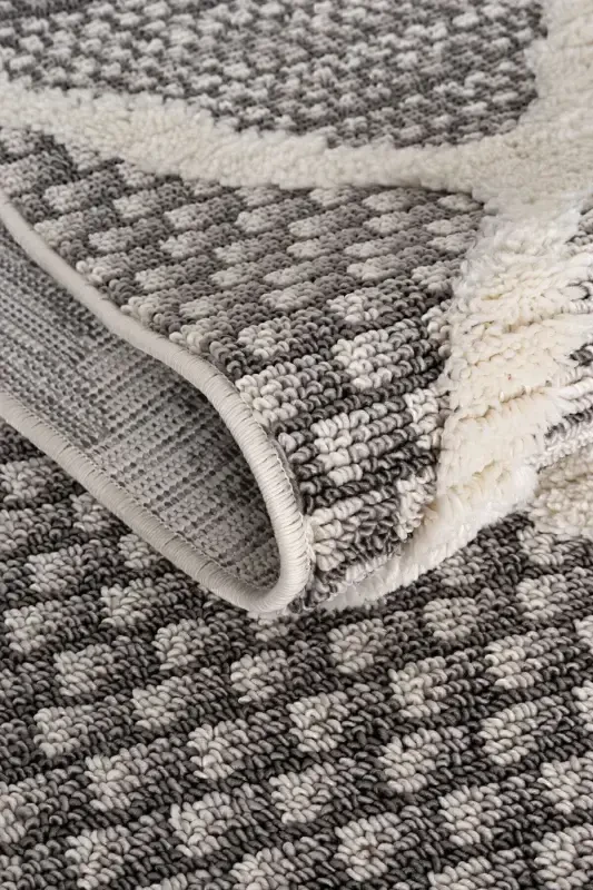 Sakura 2202 Grey Hav Non-Shedding Ethnic Patterned Modern Woven Boucle Living Room Rug-Grey 1 - 7