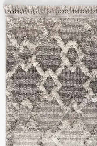 Sakura 2203 Grey Hav Non-Shedding Ethnic Patterned Modern Woven Boucle Living Room Rug-Grey 3 - 2