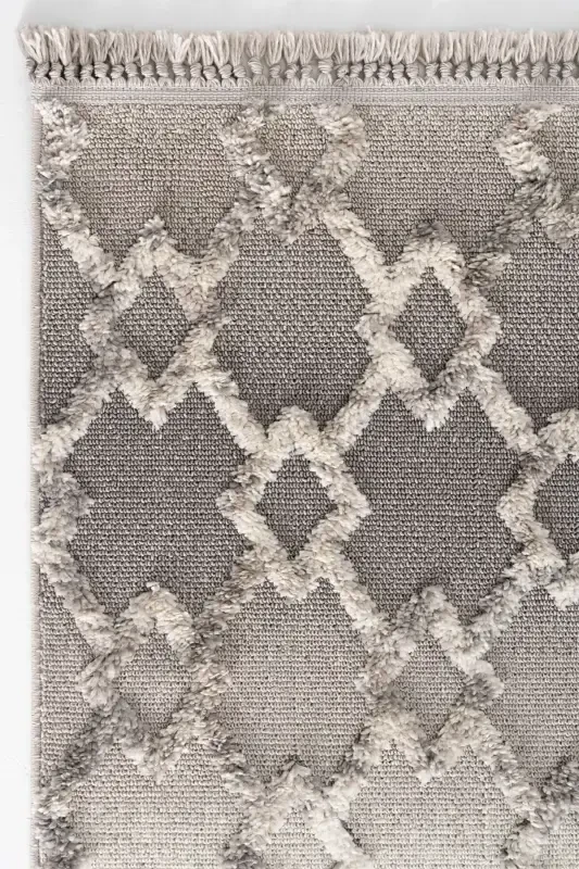 Sakura 2203 Grey Hav Non-Shedding Ethnic Patterned Modern Woven Boucle Living Room Rug-Grey 3 - 2