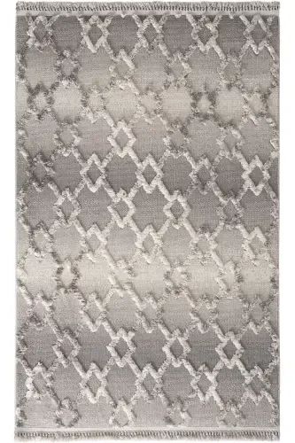 Sakura 2203 Grey Hav Non-Shedding Ethnic Patterned Modern Woven Boucle Living Room Rug-Grey 3 - 4