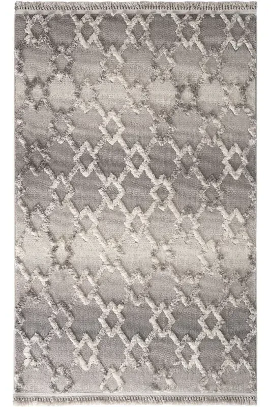 Sakura 2203 Grey Hav Non-Shedding Ethnic Patterned Modern Woven Boucle Living Room Rug-Grey 3 - 4