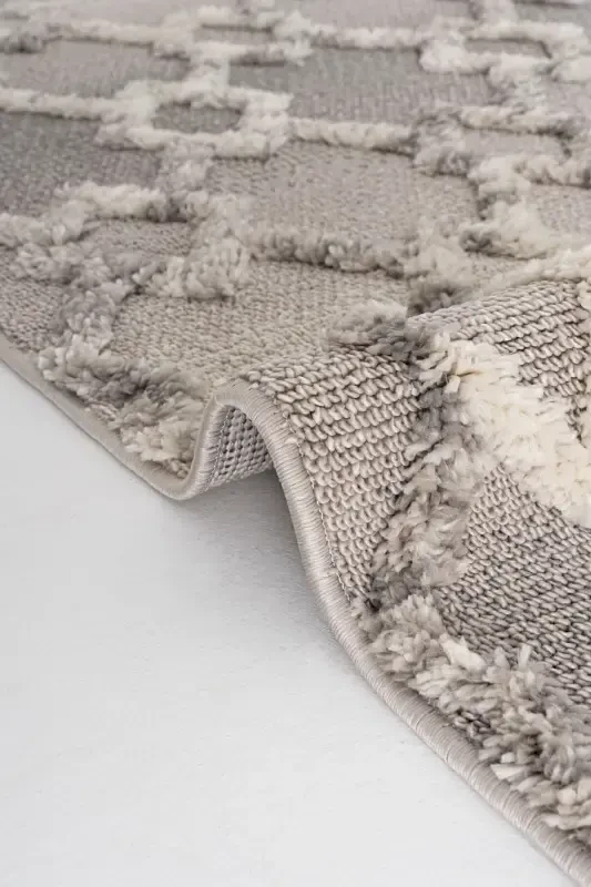 Sakura 2203 Grey Hav Non-Shedding Ethnic Patterned Modern Woven Boucle Living Room Rug-Grey 3 - 5