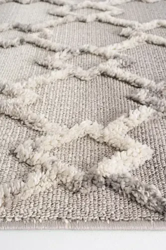 Sakura 2203 Grey Hav Non-Shedding Ethnic Patterned Modern Woven Boucle Living Room Rug-Grey 3 - 6