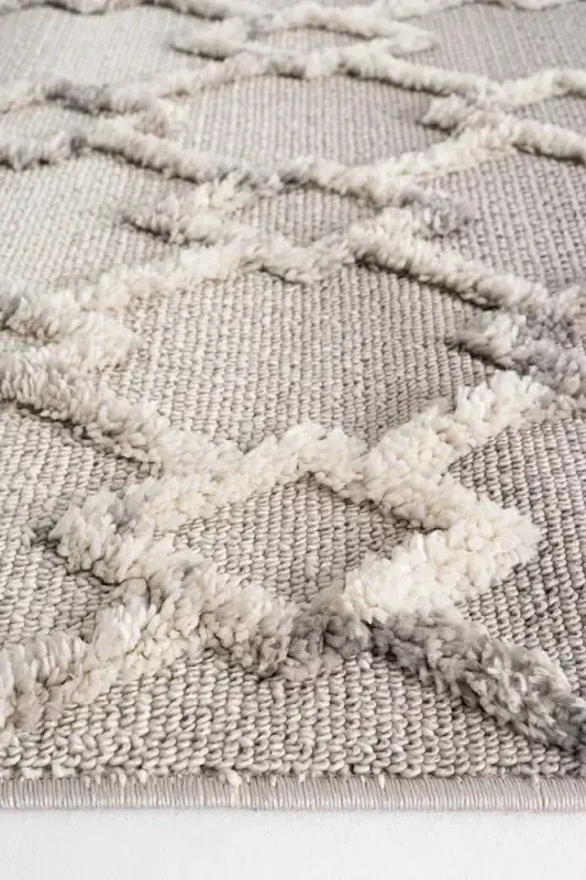 Sakura 2203 Grey Hav Non-Shedding Ethnic Patterned Modern Woven Boucle Living Room Rug-Grey 3 - 6