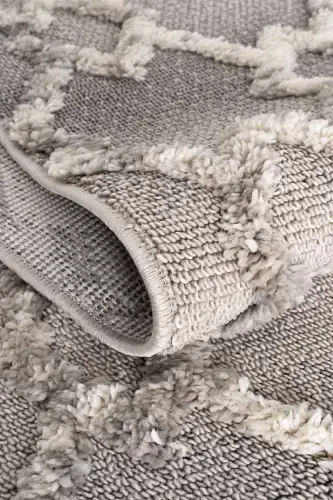 Sakura 2203 Grey Hav Non-Shedding Ethnic Patterned Modern Woven Boucle Living Room Rug-Grey 3 - 7