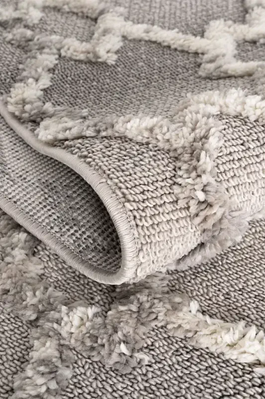 Sakura 2203 Grey Hav Non-Shedding Ethnic Patterned Modern Woven Boucle Living Room Rug-Grey 3 - 7