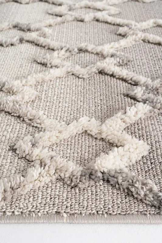 Sakura 2203 Grey Hav Non-Shedding Ethnic Patterned Modern Woven Boucle Living Room Rug-Grey 3 - 6