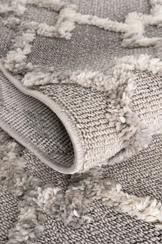 Sakura 2203 Grey Hav Non-Shedding Ethnic Patterned Modern Woven Boucle Living Room Rug-Grey 3 - 7