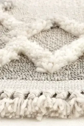 Sakura 2203 Серая Безворсовая Этническая Круглая Современная Тканая Ковровая Дорожка для Гостиной - Серая 11 - 6