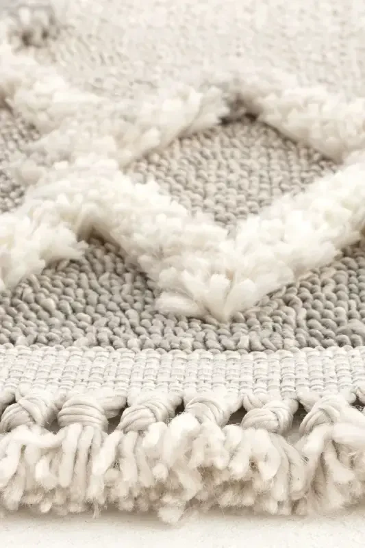 Sakura 2203 Серая Безворсовая Этническая Круглая Современная Тканая Ковровая Дорожка для Гостиной - Серая 11 - 6