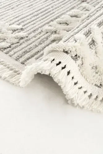 Sakura 2205 Gray Hav Non-Shedding Ethnic Patterned Modern Woven Round Living Room Carpet-Gray 13 - COOL HALI (1)