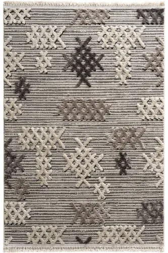 Sakura 2205 Kulrang Havo Chang Yutmaydigan Etnik Naqshli Zamonaviy To'quv Buklali Salon Gilami-Kulrang 7 - 7