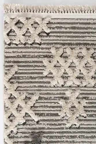 Sakura 2205 Серый Безворсовый Этнический Узор Современный Тканый Буклированный Ковер для Гостиной-Серый 7 - COOL HALI (1)