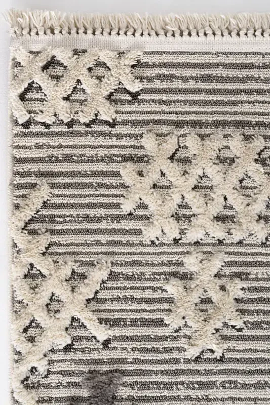 Sakura 2205 Серый Безворсовый Этнический Узор Современный Тканый Буклированный Ковер для Гостиной-Серый 7 - 2