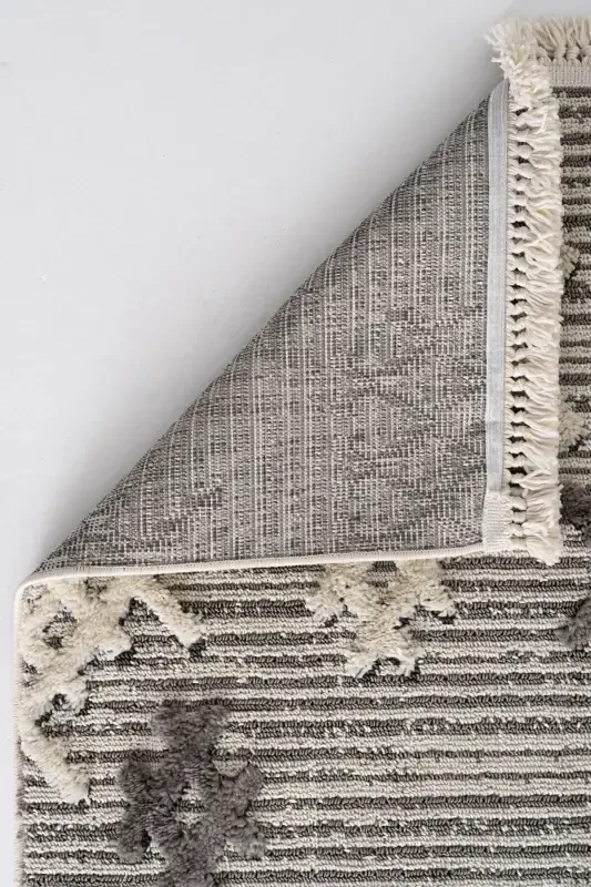 Sakura 2205 Серый Безворсовый Этнический Узор Современный Тканый Буклированный Ковер для Гостиной-Серый 7 - 3