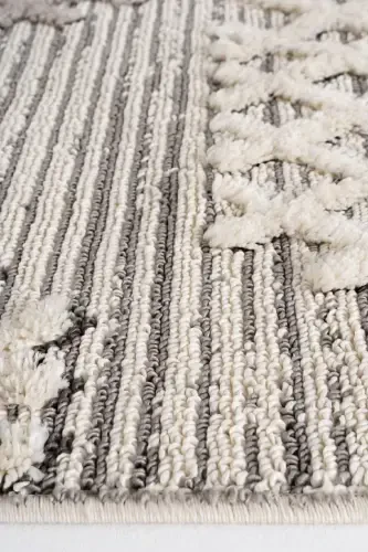 Sakura 2205 Серый Безворсовый Этнический Узор Современный Тканый Буклированный Ковер для Гостиной-Серый 7 - 5