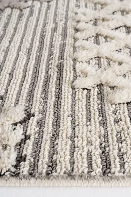 Sakura 2205 Серый Безворсовый Этнический Узор Современный Тканый Буклированный Ковер для Гостиной-Серый 7 - 5