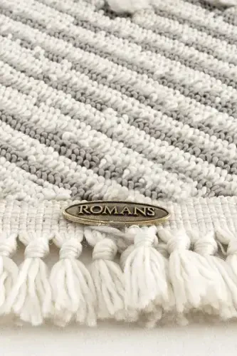 Sakura 2205 Серый Безворсовый Этнический Узор Современный Тканый Круглый Ковер для Гостиной - Серый 13 - 6