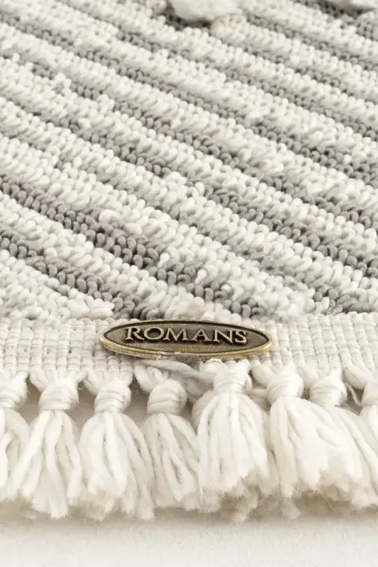 Sakura 2205 Серый Безворсовый Этнический Узор Современный Тканый Круглый Ковер для Гостиной - Серый 13 - 6