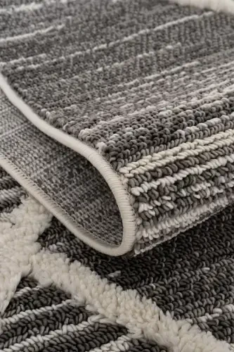 Sakura 2206 Grey Hav Non-Shedding Ethnic Patterned Modern Woven Boucle Living Room Rug-Grey 9 - 1