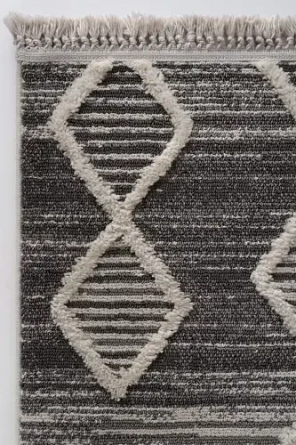 Sakura 2206 Grey Hav Non-Shedding Ethnic Patterned Modern Woven Boucle Living Room Rug-Grey 9 - 4