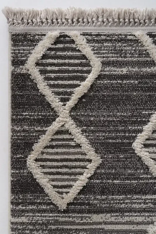 Sakura 2206 Grey Hav Non-Shedding Ethnic Patterned Modern Woven Boucle Living Room Rug-Grey 9 - 4