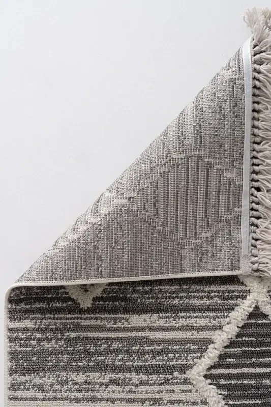 Sakura 2206 Grey Hav Non-Shedding Ethnic Patterned Modern Woven Boucle Living Room Rug-Grey 9 - 5