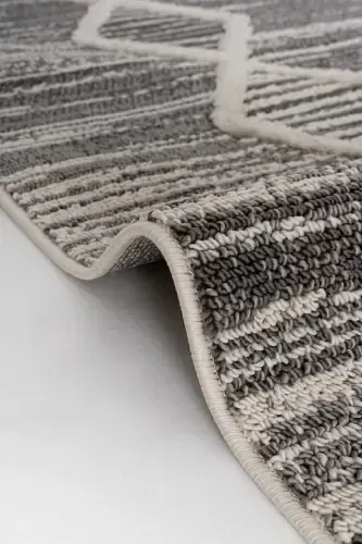 Sakura 2206 Grey Hav Non-Shedding Ethnic Patterned Modern Woven Boucle Living Room Rug-Grey 9 - 6