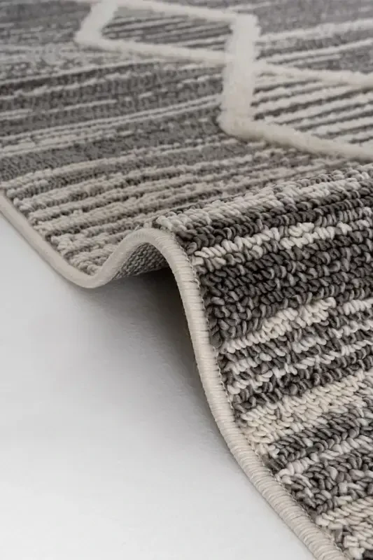 Sakura 2206 Grey Hav Non-Shedding Ethnic Patterned Modern Woven Boucle Living Room Rug-Grey 9 - 6