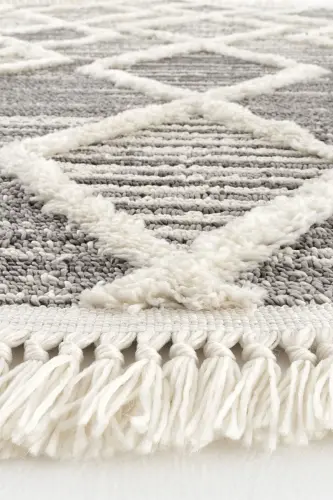 Sakura 2206 Grey Non-Shedding Ethnic Patterned Modern Woven Round Living Room Rug-Grey 14 - 4