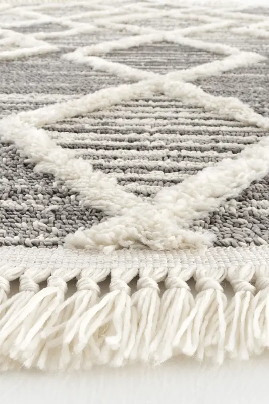 Sakura 2206 Grey Non-Shedding Ethnic Patterned Modern Woven Round Living Room Rug-Grey 14 - 4