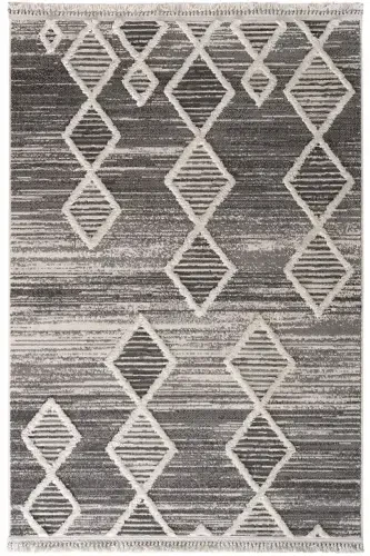 Sakura 2206 Гри Hav Toz Vermez Etnik Desenli Modern Dokuma Bukleli Salon Halısı-Gri 9 - COOL HALI (1)