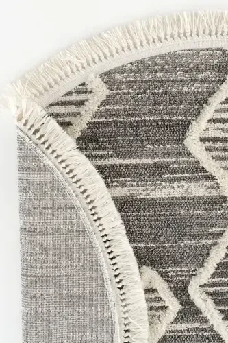 Sakura 2206 Гри Hav Тоз Vermez Этник Desenli Modern Dokuma Yuvarlak Salon Halısı-Gri 14 - COOL HALI (1)