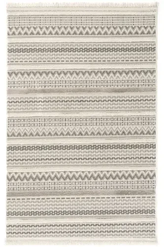 Sakura 2207 Gray Non-shedding Ethnic Patterned Modern Woven Boucle Living Room Rug-Gray 15 - 1