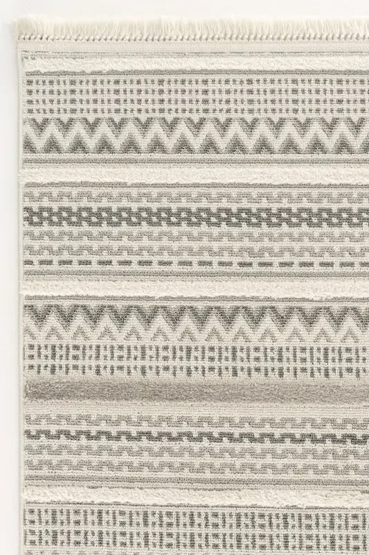 Sakura 2207 Gray Non-shedding Ethnic Patterned Modern Woven Boucle Living Room Rug-Gray 15 - 3