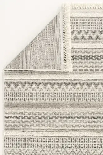 Sakura 2207 Gray Non-shedding Ethnic Patterned Modern Woven Boucle Living Room Rug-Gray 15 - 4